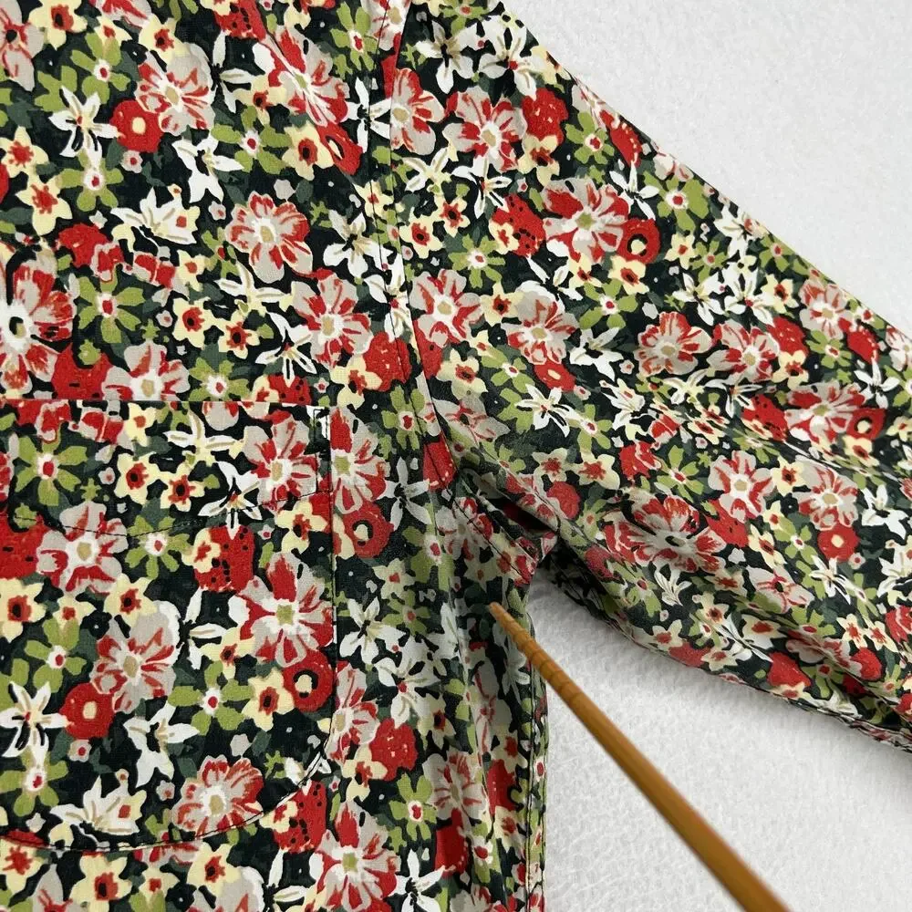 J.CREW Shirt Mens S Slim Stretch Secret Wash Floral Organic Cotton Green